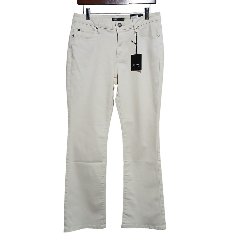 Simply Vera Wang Ivory Bootcut Jeans‎ Size 10S Mid Rise Slim Fit Denim